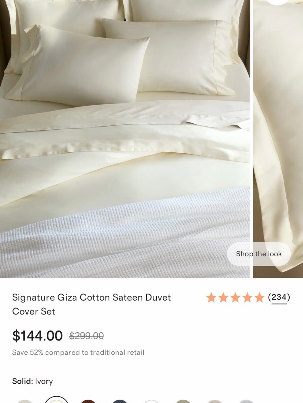 Quince LIKE NEW Signature Ivory Giza Cotton Sateen Duvet Cover